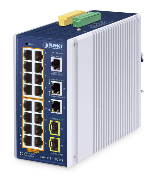 EAN 4711605287395 - PLANET IP30 Industrial L2/L4 16-Port Gestionado L2/L4 Gigabit Ethernet (10/100/1000) Energía sobre Ethern imagen 1
