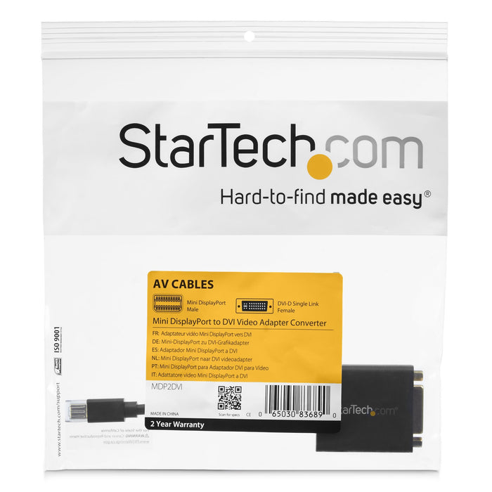 EAN 0065030836890 - StarTech.com MDP2DVI adaptador de cable de vídeo 0,13 m DVI-I Negro imagen 6