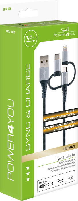 EAN 4004005027082 - Schwaiger LKU 100 cable USB USB 2.0 1,5 m USB A Micro-USB B Negro, Plata imagen 4