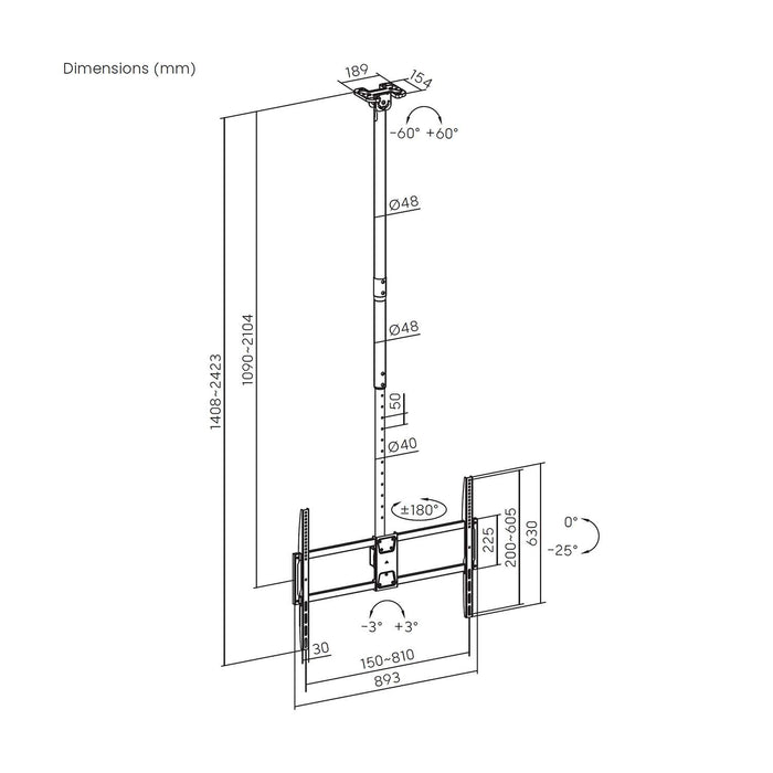 EAN 8435739903629 - AISENS CT100TSLE-393 soporte para TV 2,54 m (100") imagen 6