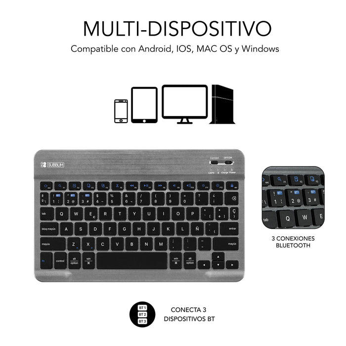 EAN 8436586742959 - SUBBLIM SUBKT3-BTS060 teclado para móvil QWERTY Español Bluetooth Negro imagen 3
