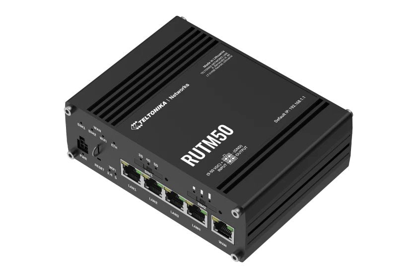 EAN 4779051840540 - Teltonika RUTM50 router inalámbrico Gigabit Ethernet Doble banda (2,4 GHz / 5 GHz) 5G Negro imagen 2