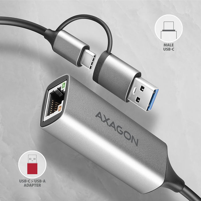 EAN 8595247907943 - Axagon ADE-TXCA Gigabit Ethernet Adapter USB-C+ USB-A - titangrau - Adapter - Digital/Daten 1000 Mbit/s imagen 6