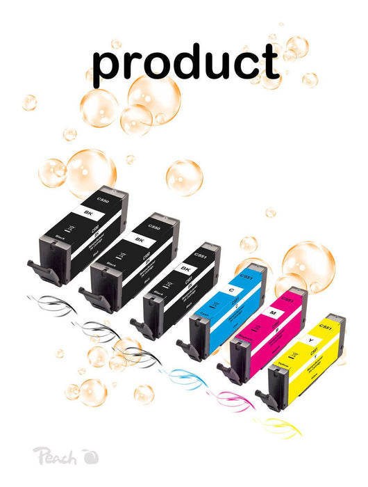 EAN 7640173434351 - Peach PI100-328 cartucho de tinta 6 pieza(s) Compatible Rendimiento estándar Negro, Azul, Rosa, Amarillo imagen 2