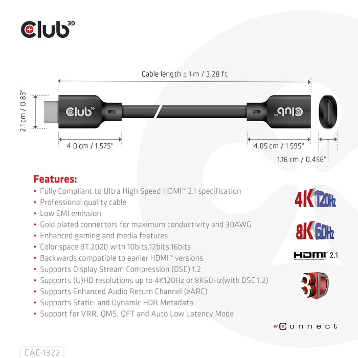EAN 8719214472665 - CLUB3D CAC-1322 cable HDMI HDMI tipo A (Estándar) Negro imagen 3