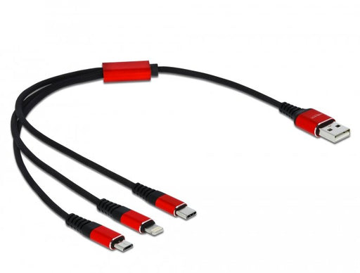 EAN 4043619858910 - DeLOCK 85891 cable USB USB 2.0 0,3 m USB A USB C/Micro-USB B/Lightning Negro, Rojo imagen 1