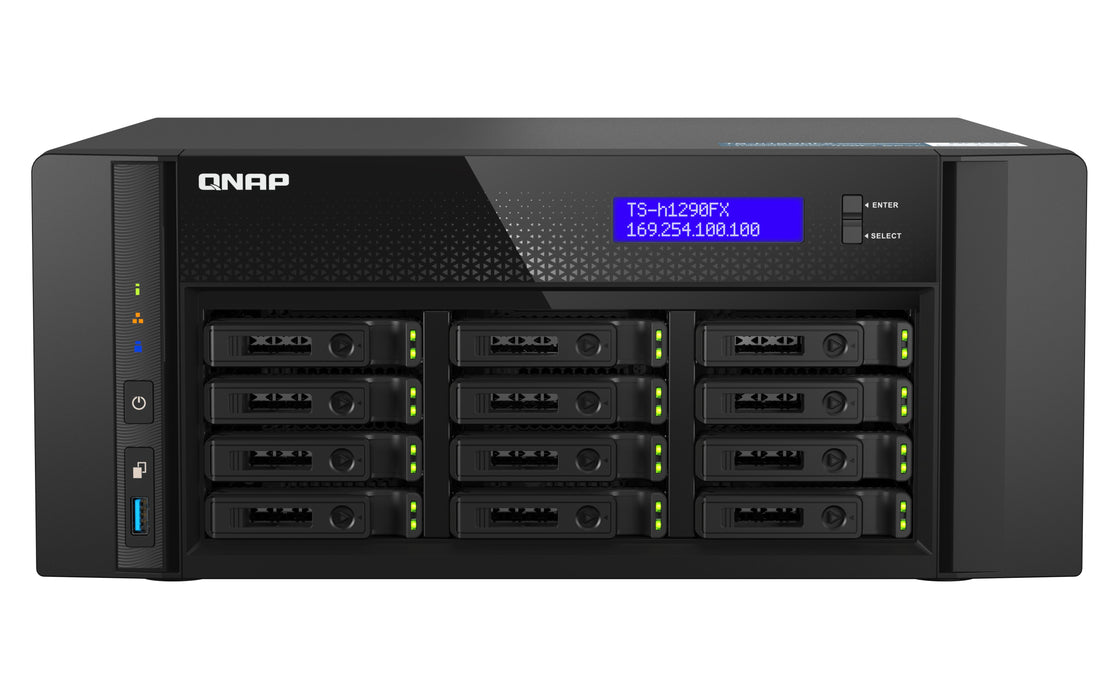 EAN 4711103080528 - QNAP TS-h1290FX NAS Torre EPYC 7302P 128 GB DDR4 0 TB QuTS hero Negro imagen 1