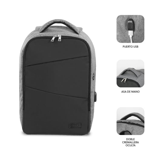 EAN 8436586742133 - SUBBLIM MOCHILA SECURE V2 AP ANTIROBO 16'' GRIS 40,6 cm (16") Negro, Gris imagen 2