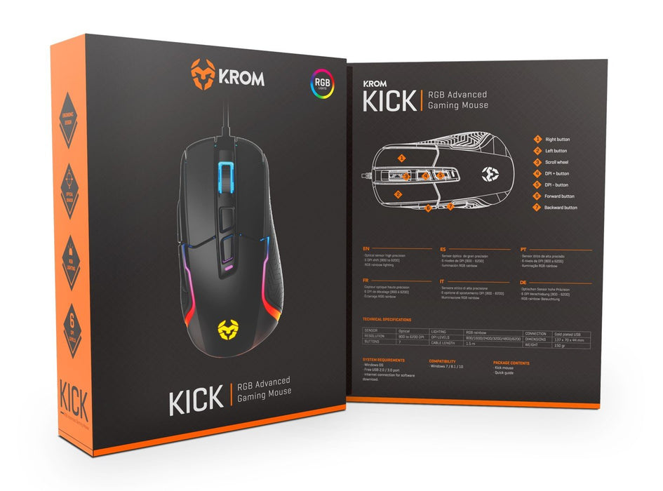 EAN 8436587971853 - Krom Kick ratón Juego mano derecha USB tipo A Óptico 6200 DPI imagen 13