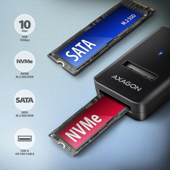 EAN 8595247908896 - Axagon ADM2-AM USB-A 10Gbps - M.2 NVMe & SATA SSD adaptér, kabelis USB-A 10cm Caja externa para unidad de imagen 2
