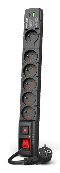 EAN 5904743557300 - ACAR W2436 limitador de tensión Negro 6 salidas AC 230 V 1,5 m imagen 1