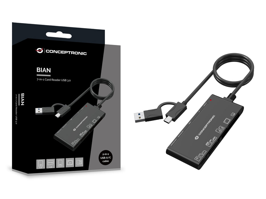 EAN 4015867241462 - Conceptronic BIAN10B lector de tarjeta USB 3.2 Gen 1 (3.1 Gen 1) Type-A/Type-C Negro imagen 3