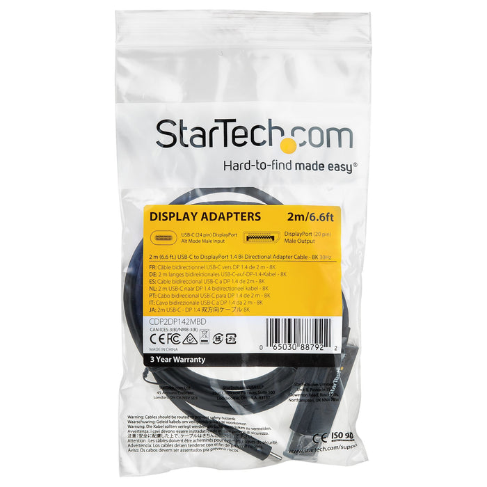 EAN 0065030887922 - StarTech.com CDP2DP142MBD adaptador de cable de vídeo USB Tipo C Negro imagen 5