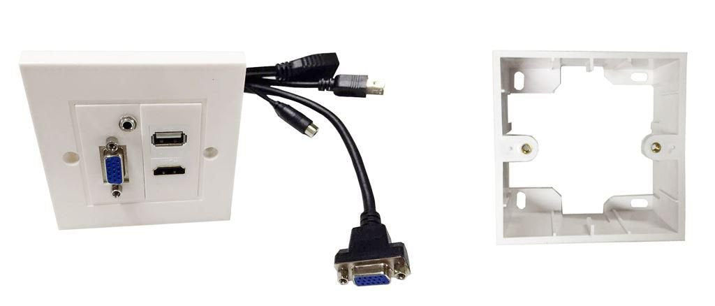 EAN 5711783192725 - Vivolink WI221293 toma de corriente HDMI + VGA + USB A + 3.5mm Blanco imagen 1