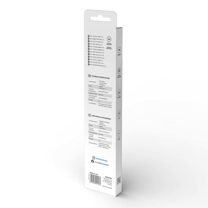 EAN 5901986044581 - Savio CL-125 cable USB USB 2.0 1 m USB A USB C Blanco imagen 4