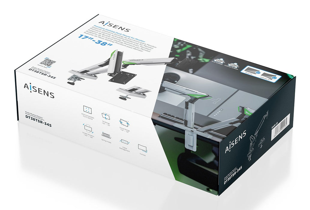 EAN 8435739902585 - AISENS DT38TSR-345 soporte para monitor 96,5 cm (38") Escritorio Negro, Blanco imagen 6