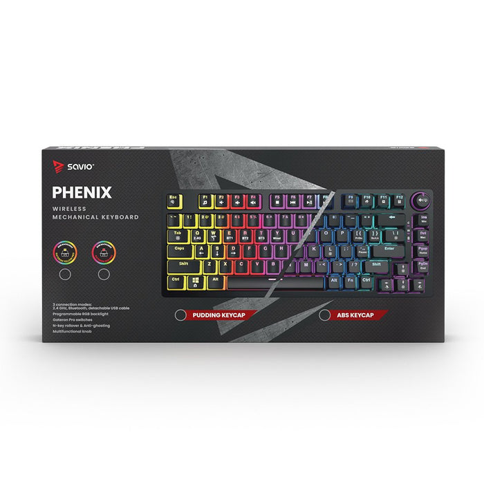 EAN 5901986048541 - Savio Phenix SAVGK- RED teclado Juego USB + RF Wireless + Bluetooth QWERTY Inglés de EE. UU. Negro imagen 7