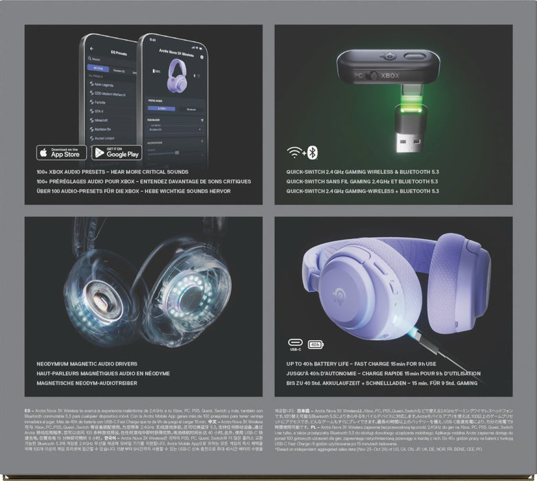 EAN 5707119061339 - Steelseries Arctis Nova 3X Auriculares Inalámbrico Diadema Música/uso diario Bluetooth Lavanda imagen 12