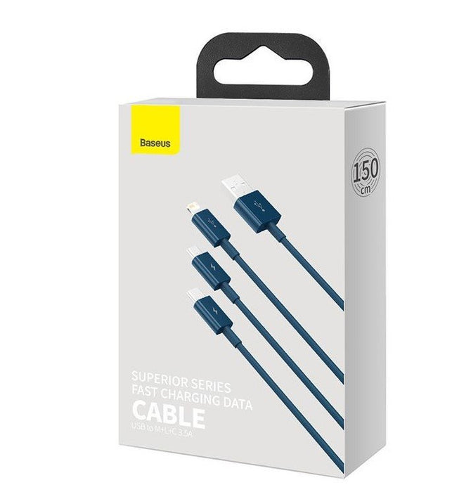 EAN 6953156205543 - Baseus CAMLTYS-03 cable USB 1,5 m USB A USB C/Micro-USB B/Lightning Azul imagen 1