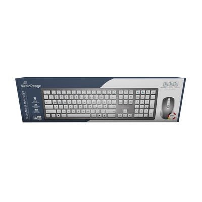 EAN 4260664876762 - MediaRange MROS135 teclado Ratón incluido Hogar / Oficina RF inalámbrico QWERTZ Alemán Plata, Blanco imagen 2