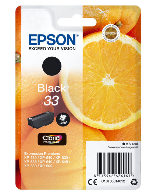 EAN 8715946626161 - Epson Oranges C13T33314012 cartucho de tinta 1 pieza(s) Original Rendimiento estándar Negroimagen 1)