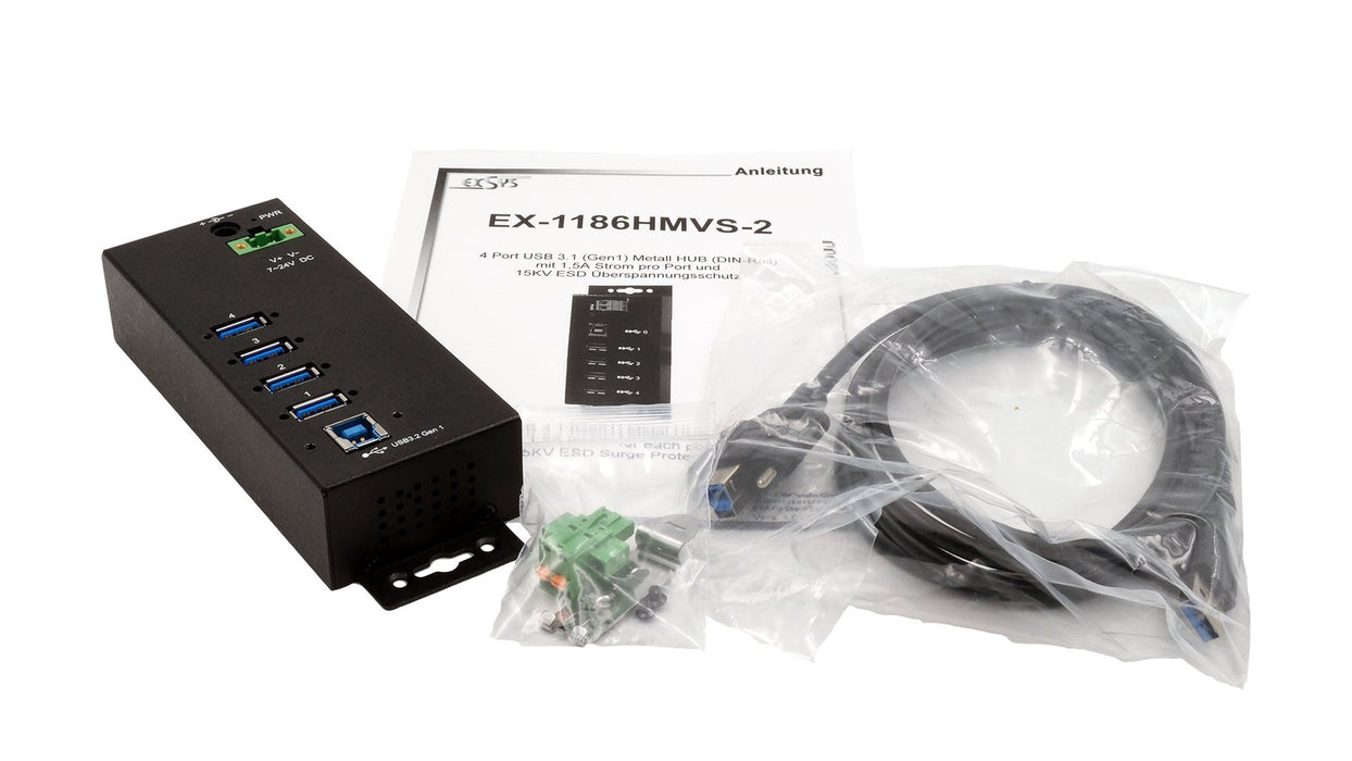 EAN 4718359118623 - EXSYS EX-1186HMVS-2 hub de interfaz USB 3.2 Gen 1 (3.1 Gen 1) Type-B 5000 Mbit/s Negro imagen 3