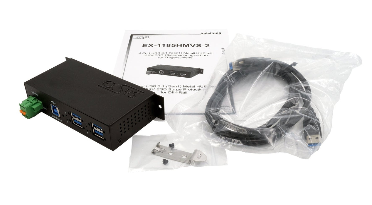 EAN 4718359118524 - EXSYS EX-1185HMVS-2 hub de interfaz USB 3.2 Gen 1 (3.1 Gen 1) Type-B 5000 Mbit/s Negro imagen 3