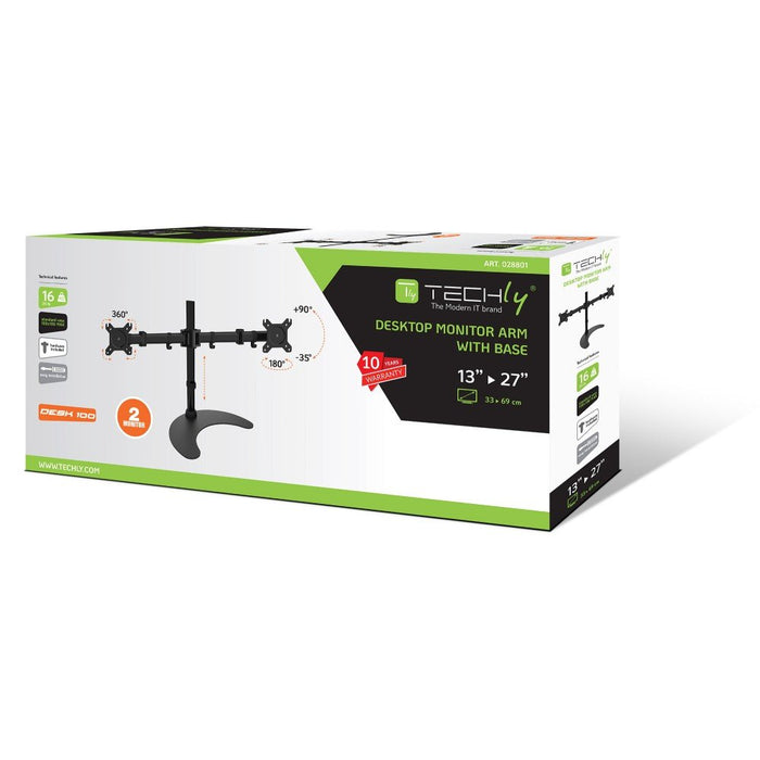 EAN 8054529028801 - Techly Desk Stand for 2 Monitor 13-27" with Base h.400m ICA-LCD 3410 68,6 cm (27") Escritorio Negro imagen 2