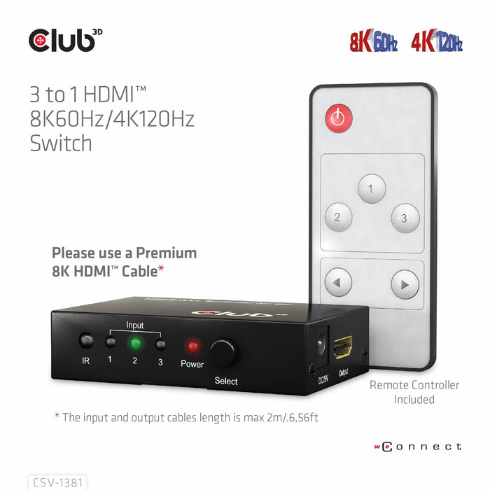 EAN 8719214472719 - CLUB3D 3 to 1 HDMI 8K60Hz Switch interruptor KVM Negro imagen 13