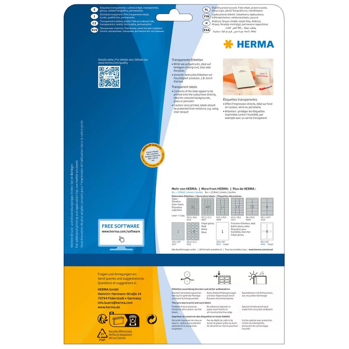 EAN 4008705089647 - HERMA 8964 etiqueta de impresora Transparente Etiqueta para impresora autoadhesiva imagen 2