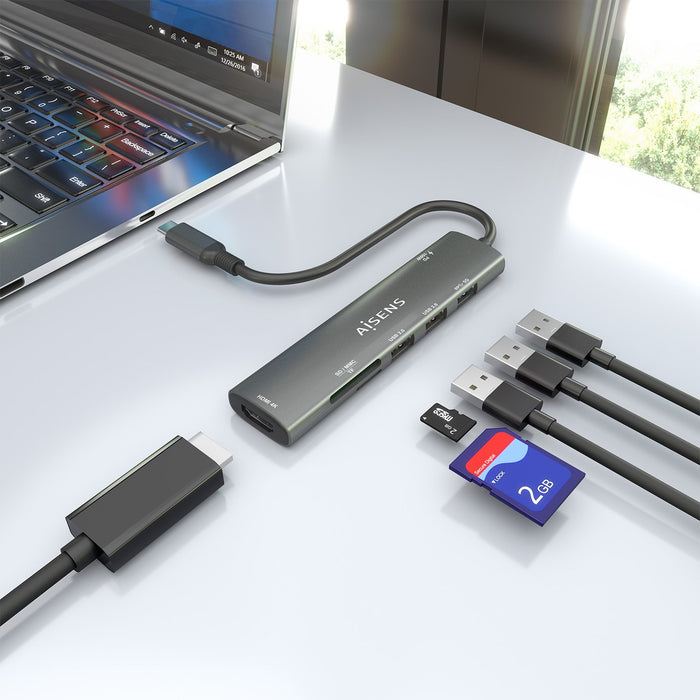 EAN 8435739903162 - AISENS ASUC-7P027-GR base para portátil y replicador de puertos Alámbrico USB 3.2 Gen 1 (3.1 Gen 1) Type- imagen 6