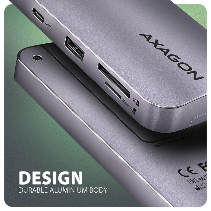 EAN 8595247907462 - Axagon HMC-6GM2 USB 10Gbps hub USB-A USB-C HDMI M.2 SD/mSD PD 100W USB-C Alámbrico USB 3.2 Gen 2 (3.1 Gen imagen 6