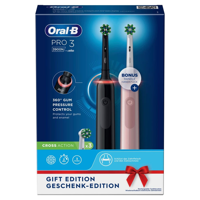 EAN 8006540760277 - Oral-B Pro 3 3900N Gift Edition Adulto Cepillo dental oscilante Negro, Rosa imagen 3