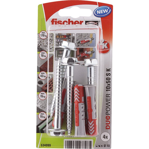 EAN 4048962237085 - Fischer DUOPOWER 10 x 50 S clavija 4 pieza(s) Metal, Plástico Alrededor imagen 1