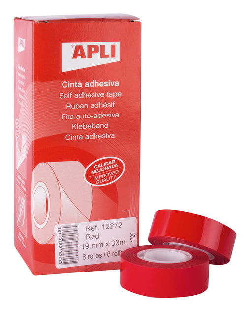 EAN 8410782122722 - APLI 12272 cinta adhesiva 33 m Rojo 8 pieza(s) imagen 1