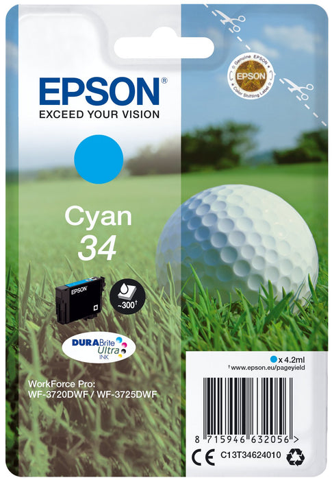 EAN 8715946632056 - Epson Golf ball C13T34624010 cartucho de tinta 1 pieza(s) Original Rendimiento estándar Cian imagen 1