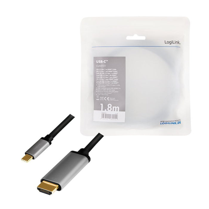 EAN 4052792062212 - LogiLink CUA0101 cambiador de género para cable USB 3.2 Gen1 Type-C HDMI-A Negro, Gris imagen 4