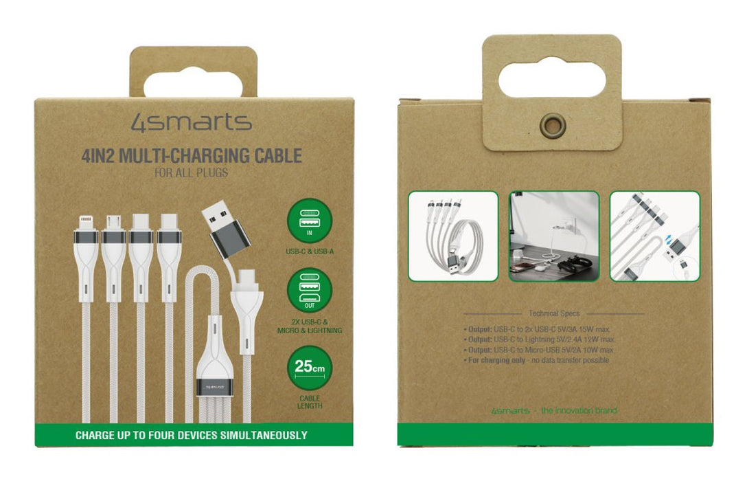 EAN 4252011910175 - 4smarts 541299 cable USB 0,25 m USB C USB C/Micro USB-A/Lightning Plata, Blanco imagen 7