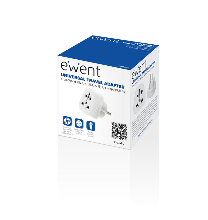 EAN 8052101432282 - Ewent EW1480 adaptador de enchufe eléctrico Universal Blanco imagen 2