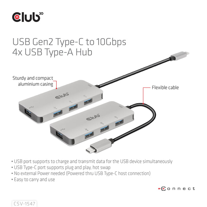 EAN 8719214472375 - CLUB3D CSV-1547 hub de interfaz USB 3.2 Gen 2 (3.1 Gen 2) Type-C 10000 Mbit/s Negro, Plata imagen 10