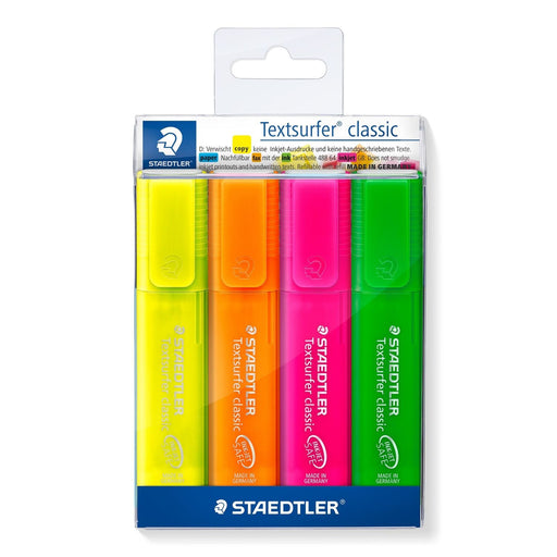 EAN 4007817364321 - Staedtler 364 P WP4 marcador 4 pieza(s) Punta de cincel Verde, Naranja, Rosa, Amarillo imagen 1