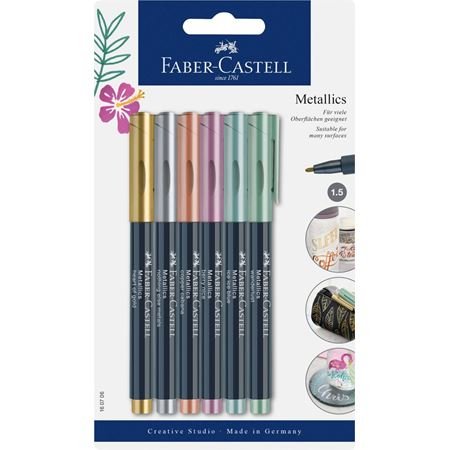 EAN 4005401607069 - Faber-Castell 160706 marcador 6 pieza(s) Punta redonda Cobre, Oro, Verde, Púrpura, Plata imagen 1