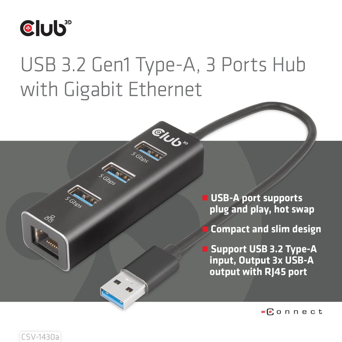 EAN 8719214472801 - CLUB3D CSV-1430a Alámbrico USB 3.2 Gen 1 (3.1 Gen 1) Type-A Negro imagen 4
