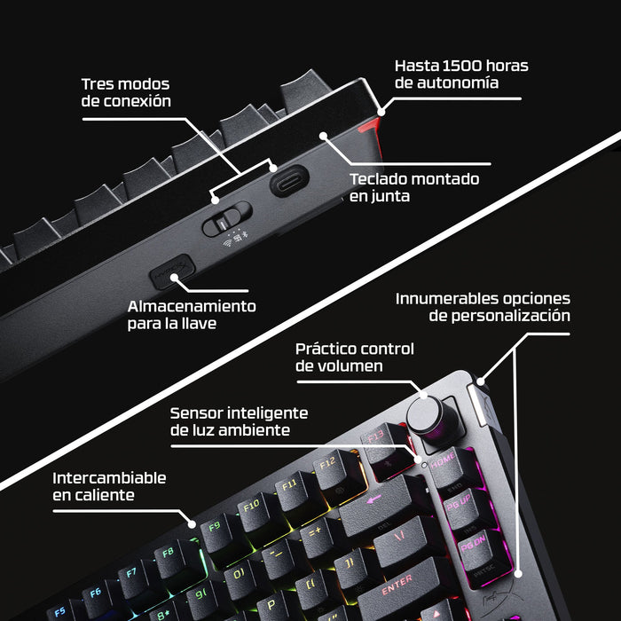 EAN 0197498745510 - HyperX Alloy Rise 75 Wireless Keyboard teclado Juego RF Wireless + Bluetooth Negro imagen 4