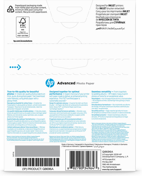EAN 0882780349643 - HP Advanced Glossy Photo Paper-25 sht/13 x 18 cm borderless imagen 3
