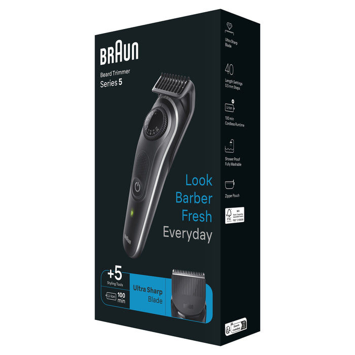 EAN 4210201448075 - Braun BeardTrimmer 5 80708197 depiladora para la barba Batería 40 2 cm Negro imagen 3