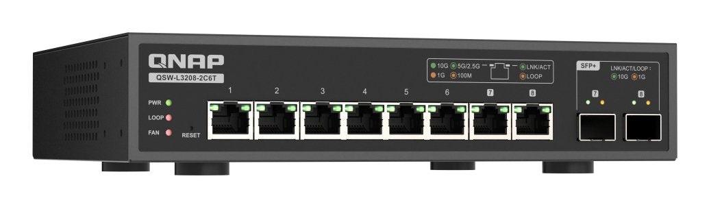 EAN 4711103086209 - QNAP QSW-L3208-2C6T switch Gestionado L2 10G Ethernet (100/1000/10000) Escritorio Negro imagen 4