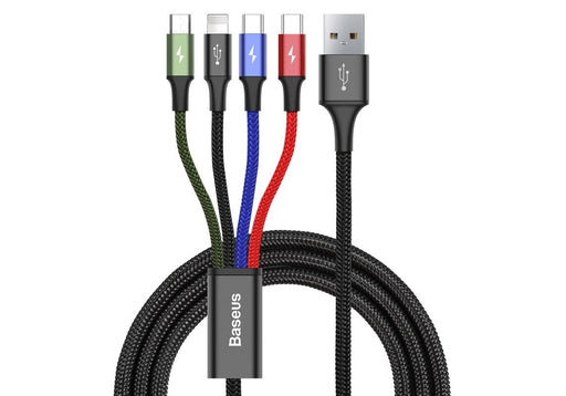 EAN 6953156278493 - Baseus CA1T4-B01 cable de teléfono móvil Negro 1,2 m USB A Lightning + micro-USB B + USB C imagen 1