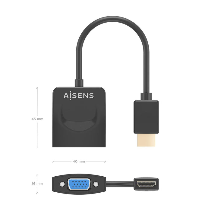 EAN 8435739903360 - AISENS A122-0947 adaptador de cable de vídeo 0,15 m HDMI tipo A (Estándar) VGA (D-Sub) imagen 4