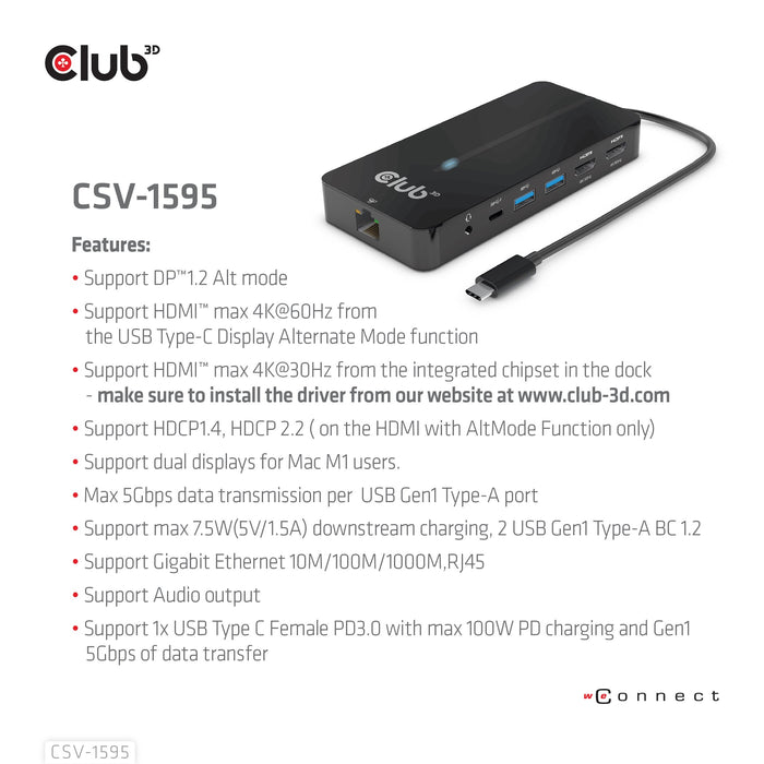 EAN 8719214472269 - CLUB3D CSV-1595 base para portátil y replicador de puertos USB 3.2 Gen 1 (3.1 Gen 1) Type-C Negro imagen 8